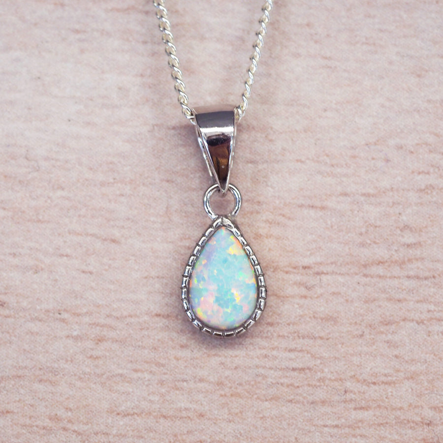 LIMITED EDITION - Dainty White Opal Droplet Pendant