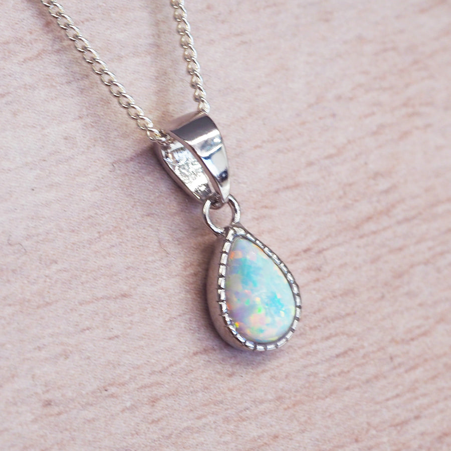 LIMITED EDITION - Dainty White Opal Droplet Pendant