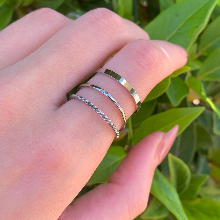 Stainless steel and titanium waterproof ring stack. Bohemian jewellery by Indie and Harper