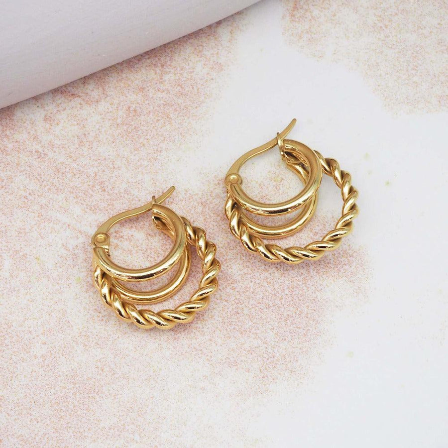 aella gold hoop earrings - womens gold jewellery by Australian waterproof jewellery brands indie and harper