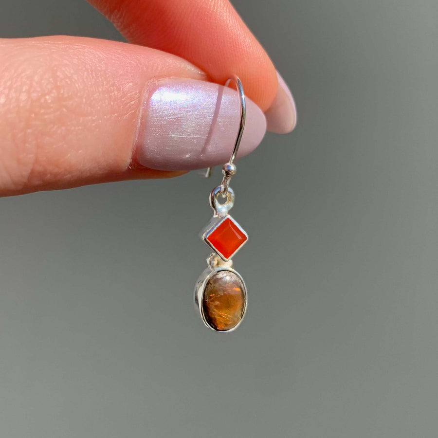 ammolite and carnelian earrings - womens gemstone jewellery by Australian jewellery brands indie and harper