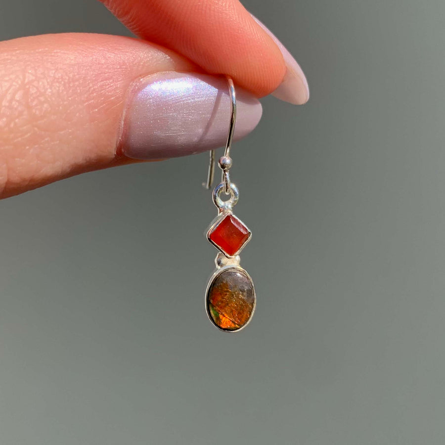 ammolite and carnelian earrings - womens gemstone jewellery by Australian jewellery brands indie and harper