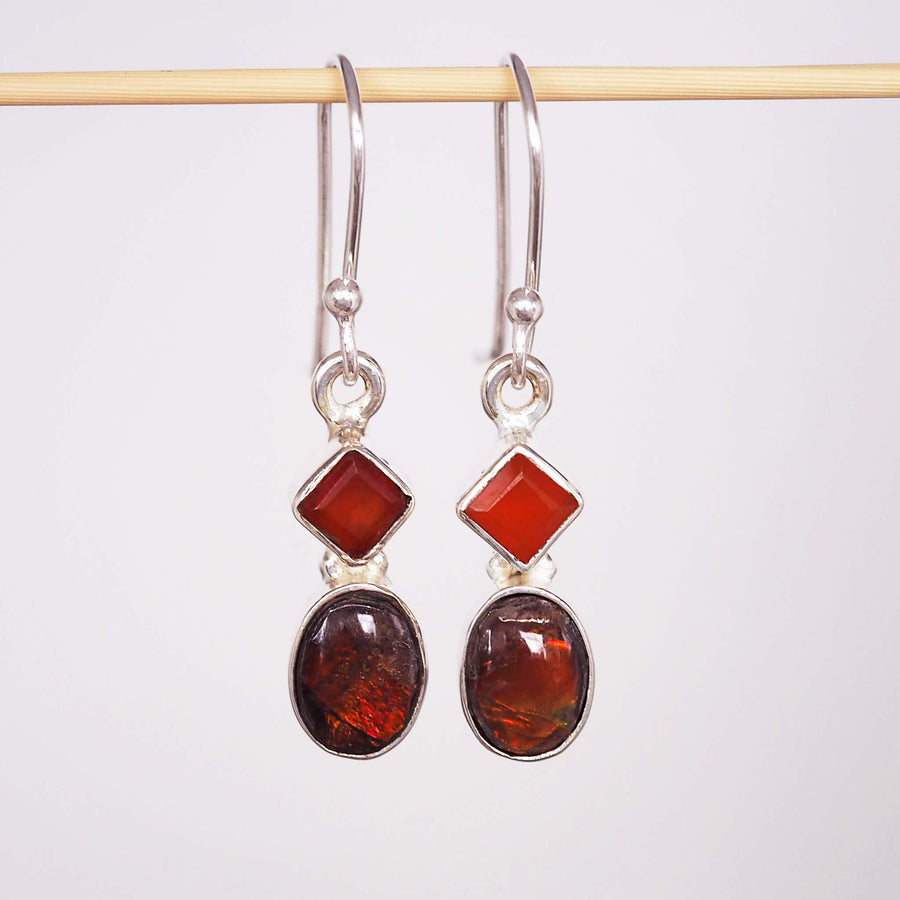 ammolite and carnelian earrings - womens gemstone jewellery by Australian jewellery brands indie and harper