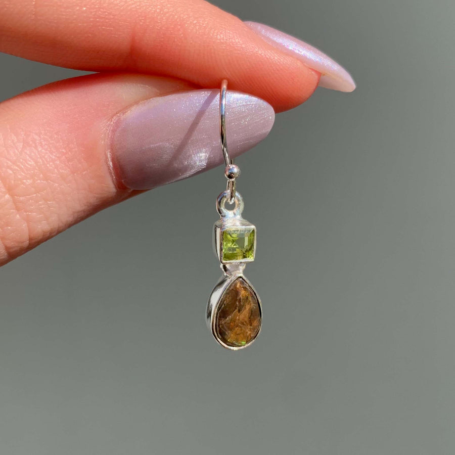 ammolite and peridot earrings - womens gemstone jewellery by Australian jewellery brands indie and harper