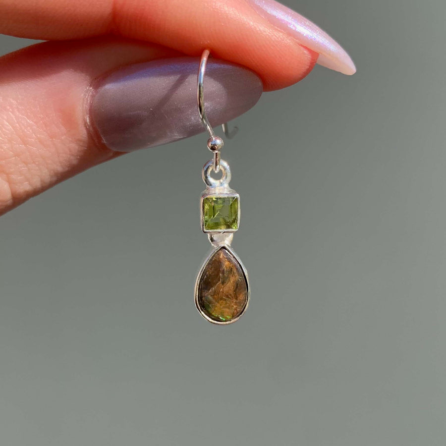 ammolite and peridot earrings - womens gemstone jewellery by Australian jewellery brands indie and harper