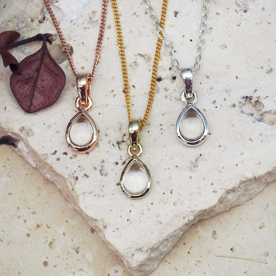 April birthstone herkimer quartz necklaces - womens jewelry by Australian jewellery brand indie and harper 