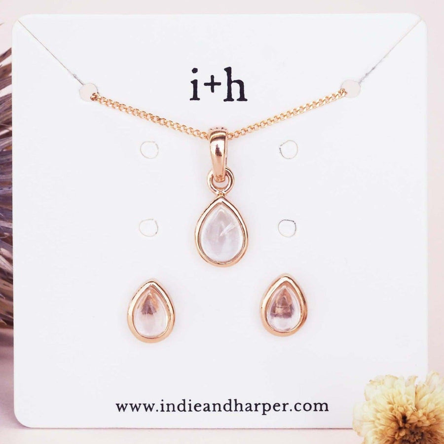 April Birthstone Herkimer quartz necklace and earrings - womens jewellery by Australian jewellery brand indie and harper 