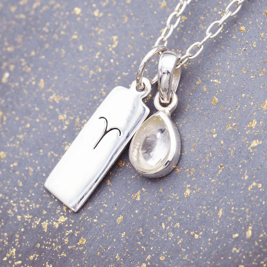 Zodiac Aries and april Birthstone herkimer quartz Necklace - Sterling Silver Necklaces by Australian jewellery brand indie and harper