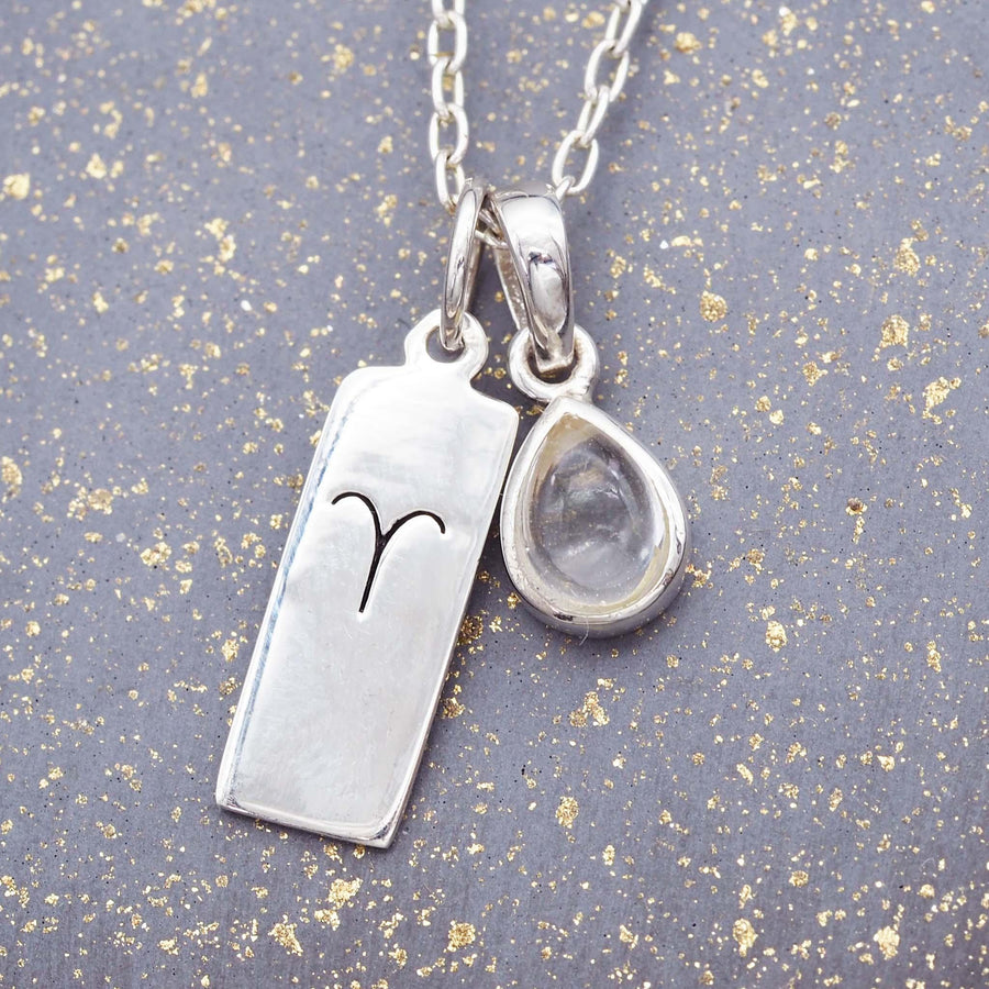 Zodiac Aries and april Birthstone herkimer quartz Necklace - womens jewelry by Australian jewellery brand indie and harper