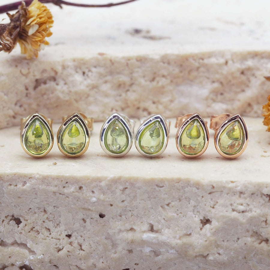 August Birthstone peridot earrings - womens jewellery by australian jewellery brand indie and harper