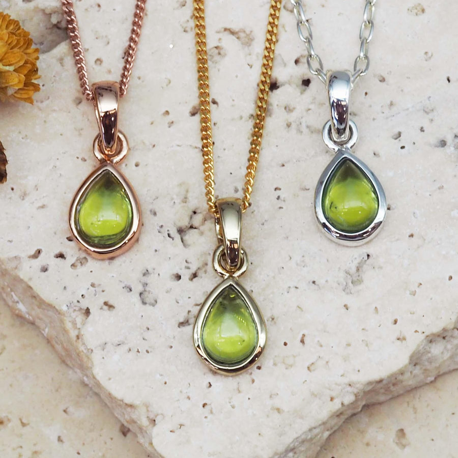 August Birthstone peridot Necklaces - womens jewelry by australian jewellery brand indie and harper