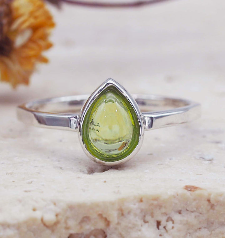 august birthstone sterling silver peridot ring - womens jewellery by australian jewellery brand indie and Harper