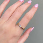 Bespoke Rhodolite Ring being worn - womens gemstone jewellery by online Australian jewellery brands indie and Harper