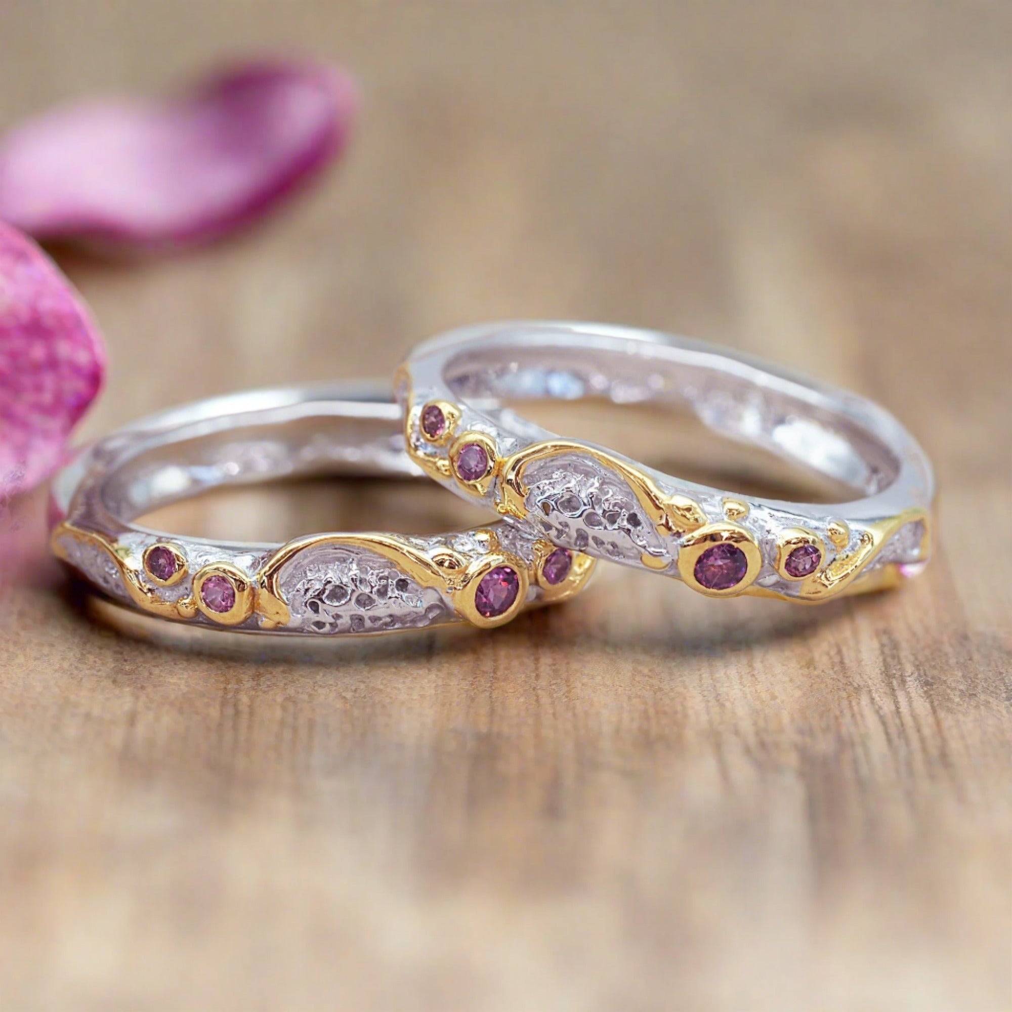 Bespoke Rhodolite Rings - gemstone jewellery by online Australian jewellery brands indie and Harper