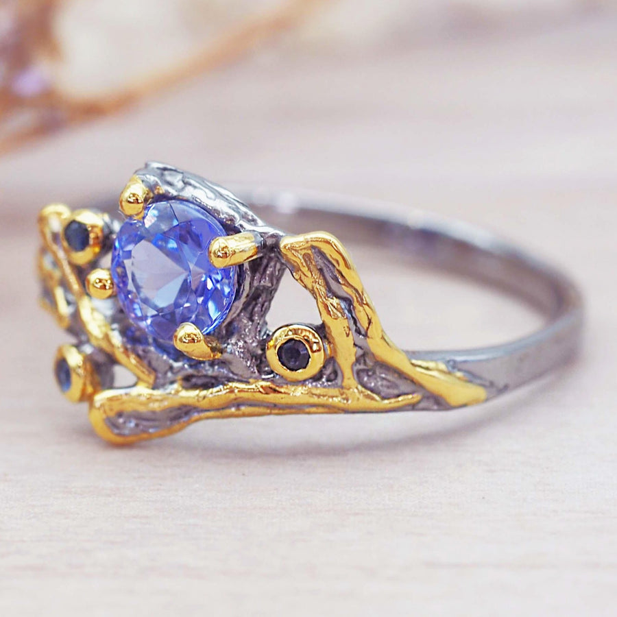 bespoke sapphire and tanzanite ring - tanzanite jewellery by Australian jewellery brands indie and Harper