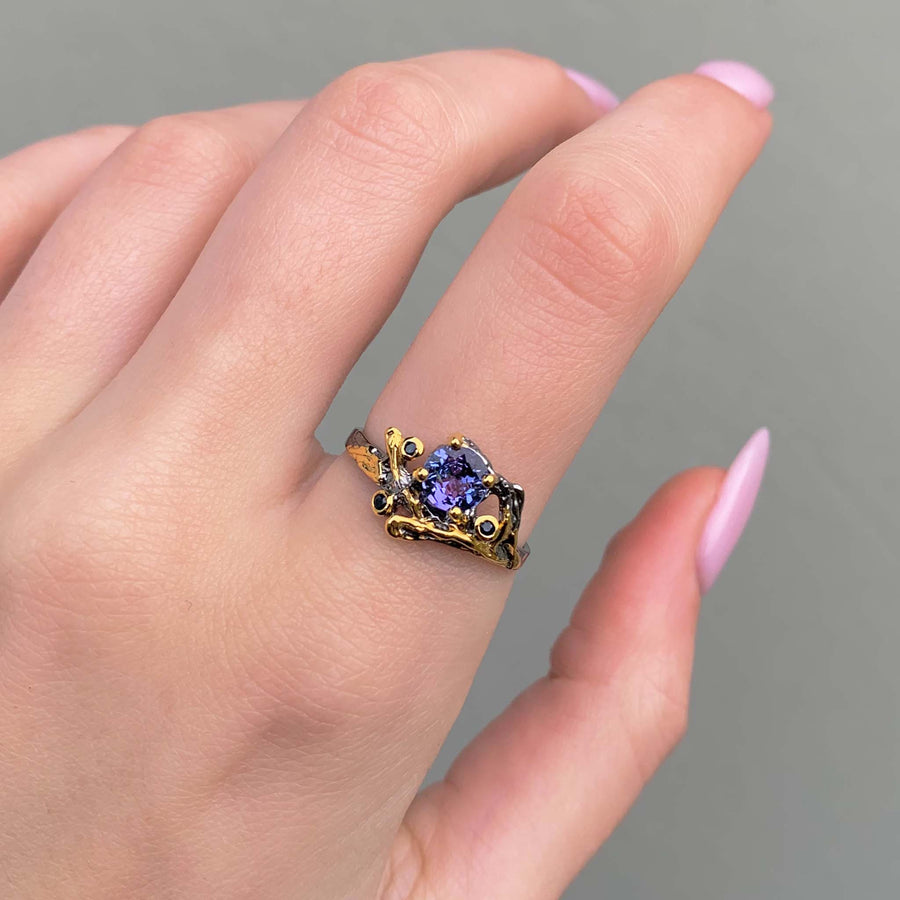 bespoke sapphire and tanzanite ring - tanzanite jewellery by Australian jewellery brands indie and Harper