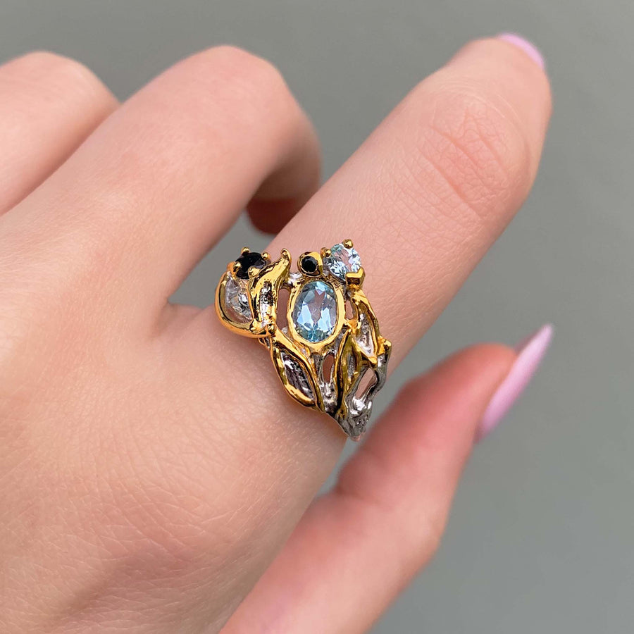 Bespoke sapphire and topaz Ring - blue topaz jewellery by Australian jewellery brands indie and Harper