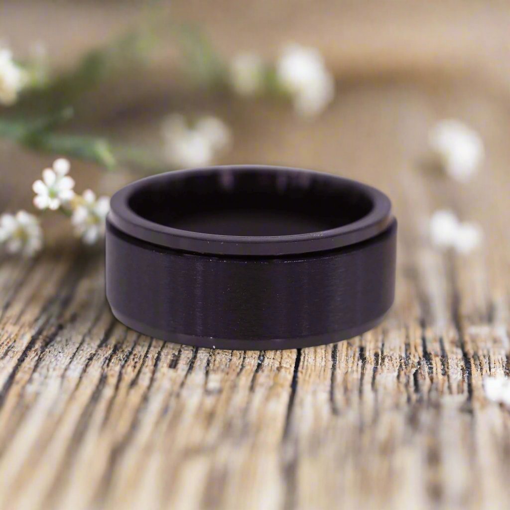 black Spinning Ring - womens black ring by waterproof jewellery brand indie and harper