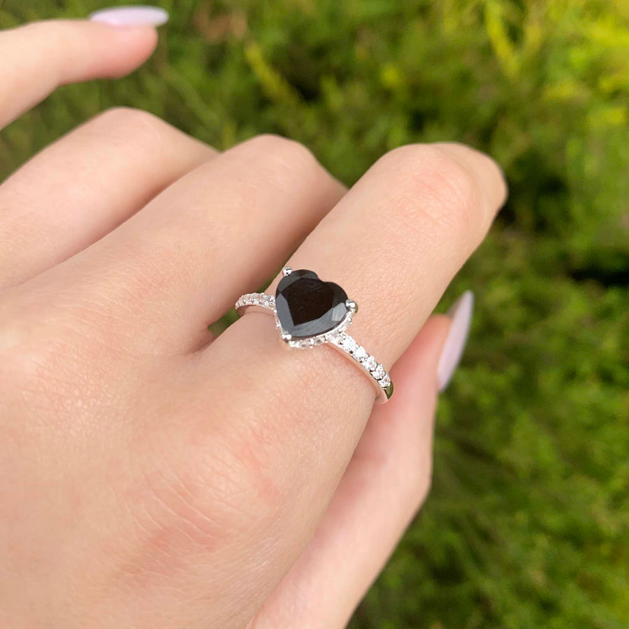 White Topaz and Black tourmaline ring - gemstone jewellery by Australian jewellery brands indie and Harper 