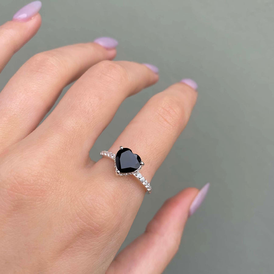 White Topaz and Black tourmaline ring - gemstone jewellery by Australian jewellery brands indie and Harper 