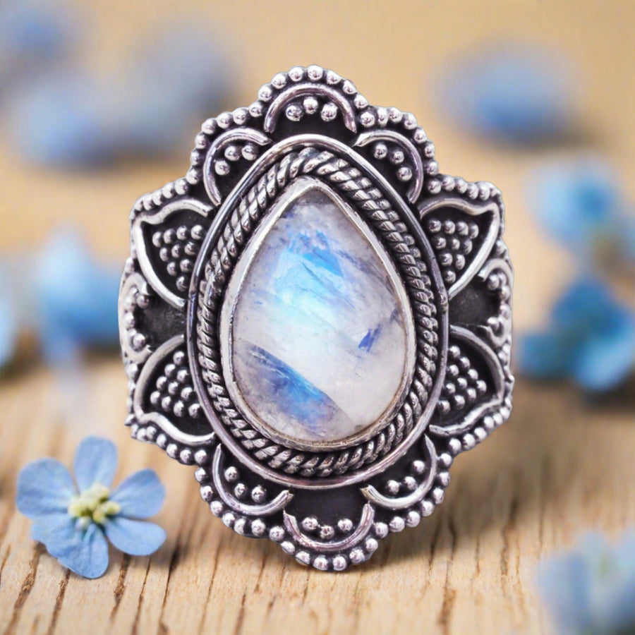 sterling silver moonstone ring - womens boho jewellery australia by australian jewellery brands online indie and harper