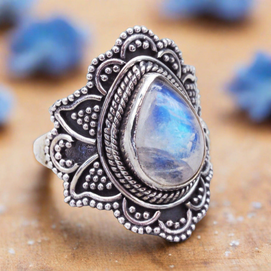 sterling silver moonstone ring - womens boho jewellery by australian jewellery brands online indie and harper