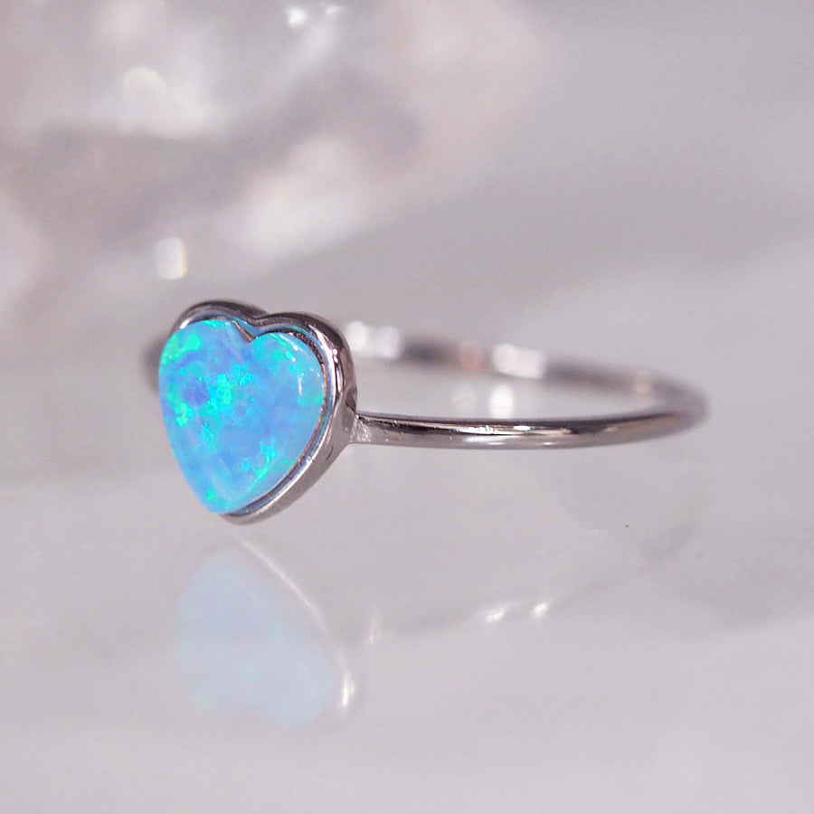 dainty blue heart opal Ring - opal jewellery by australian jewellery brands online indie and Harper