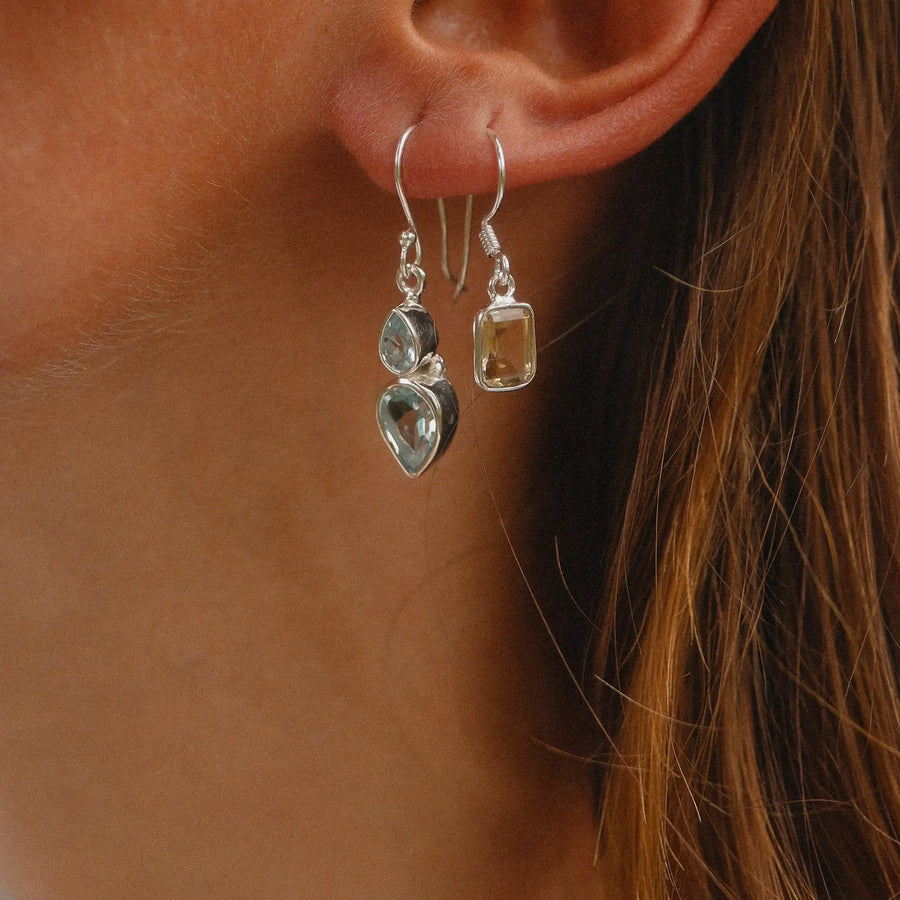 topaz earrings - blue topaz jewellery by australian jewellery brands indie and Harper 