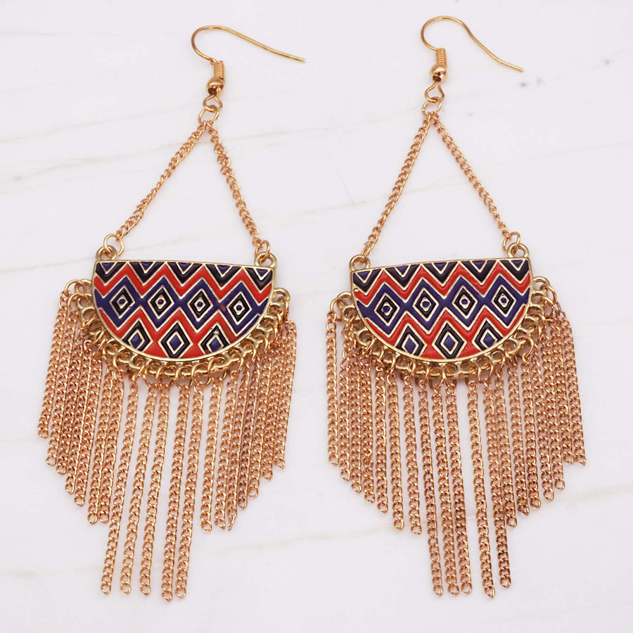 bohemian statement earrings - women's earrings made with metal alloy and enamel detailing - jewellery online by indie and harper
