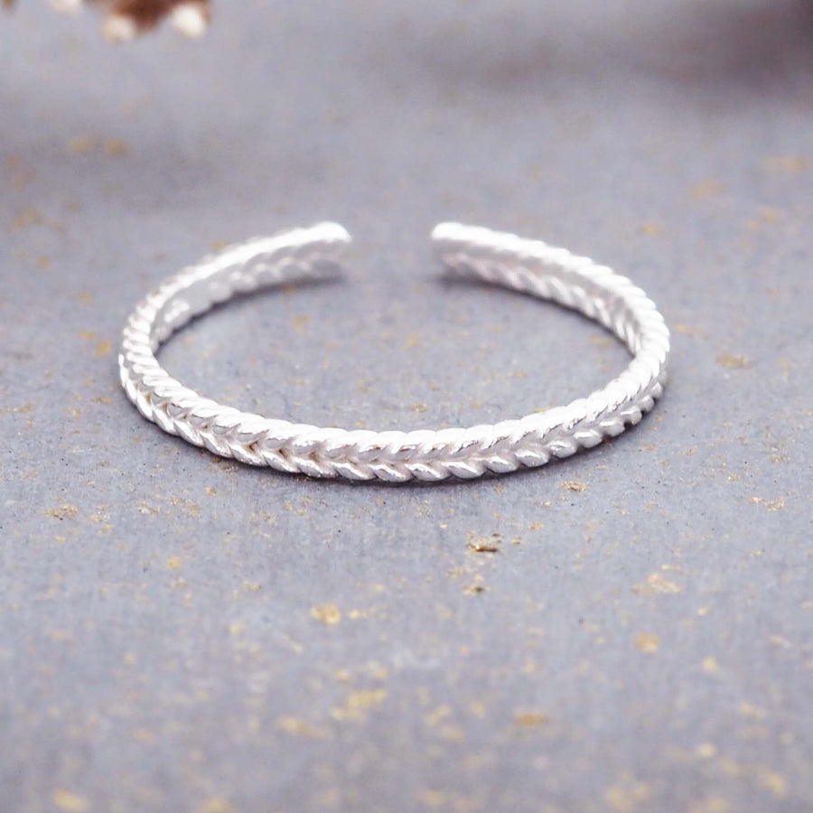 braided toe ring made with sterling silver and semi adjustable - women's toe ring by online jewellery brand indie and harper