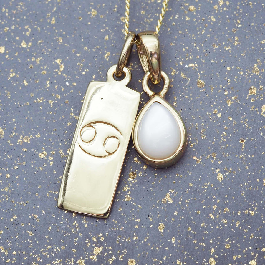 Zodiac Cancer and june Birthstone gold pearl Necklace - gold jewelry by Australian Jewellery Brand indie and harper