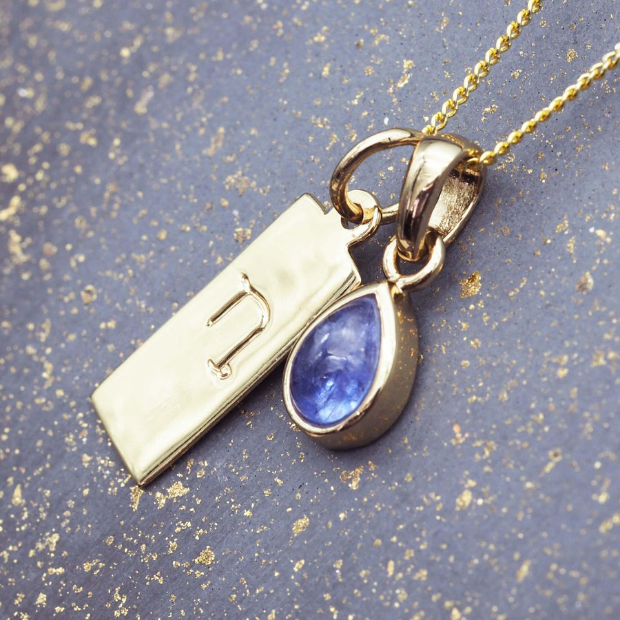 Zodiac Capricorn and December Birthstone gold tanzanite necklace - gold jewellery by australian jewellery brandsindie and harper