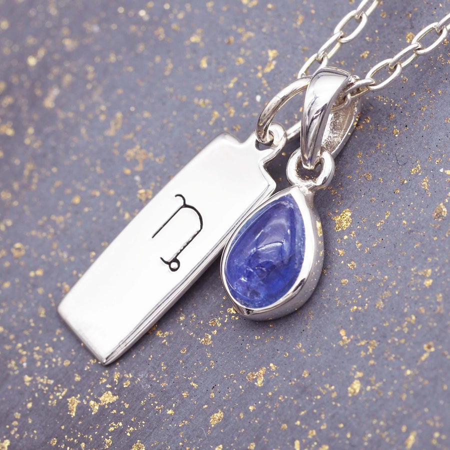 Capricorn star sign and december Birthstone sterling silver tanzanite Necklace by australian jewellery brand indie and harper