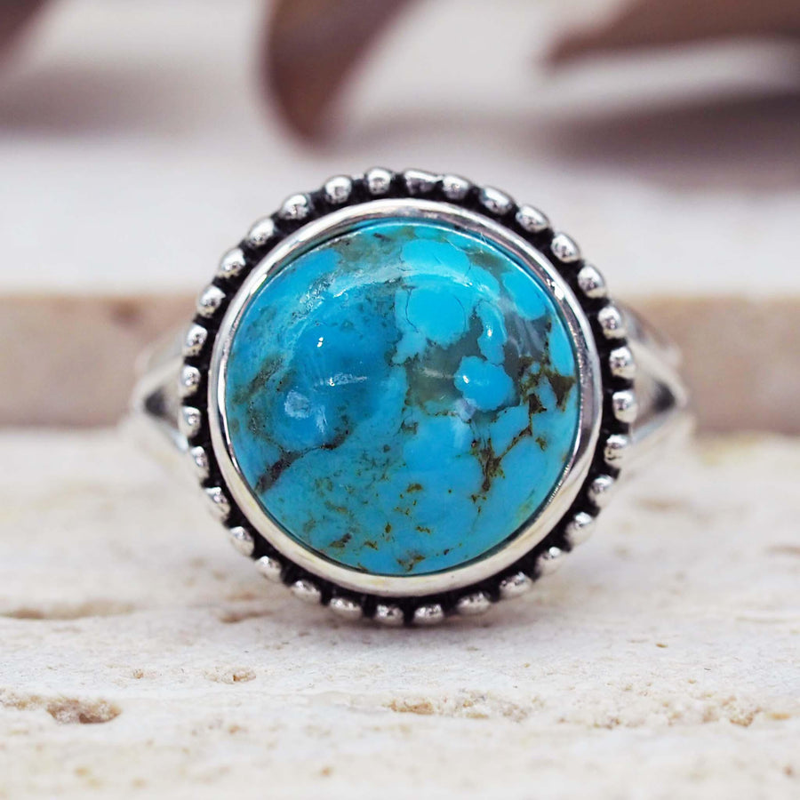 Round sterling silver Turquoise Ring - turquoise jewellery by australian jewellery brand online indie and harper