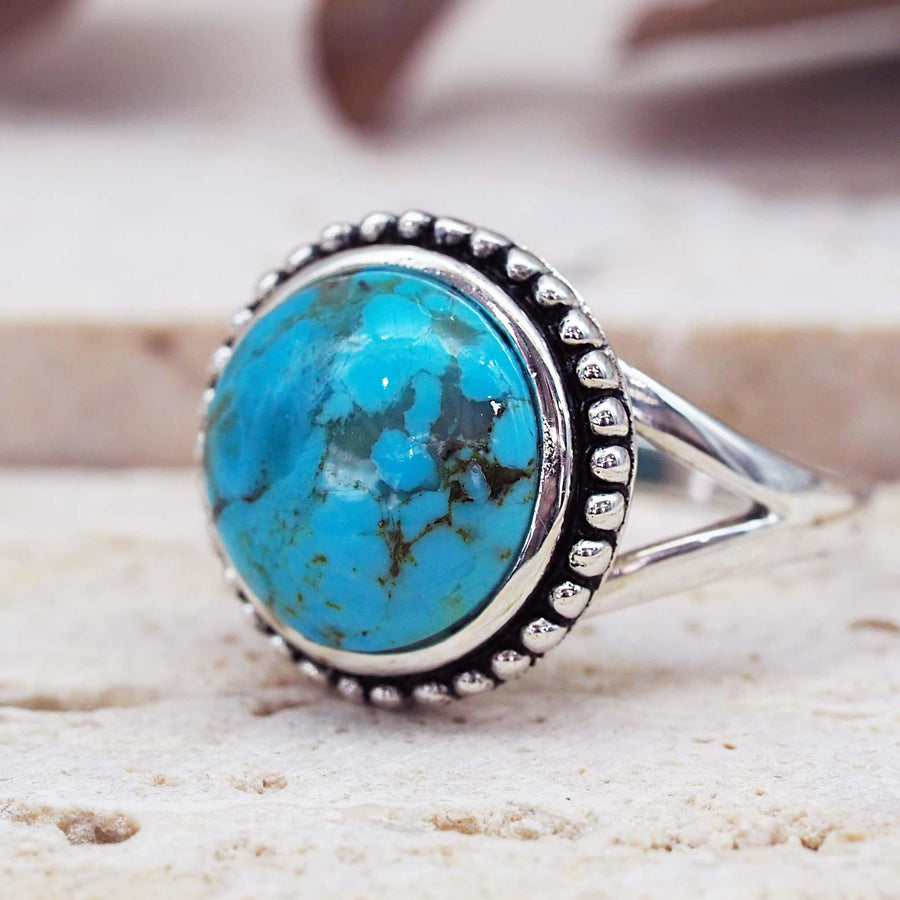 Round sterling silver Turquoise Ring - turquoise jewellery by australian jewellery brands online indie and harper