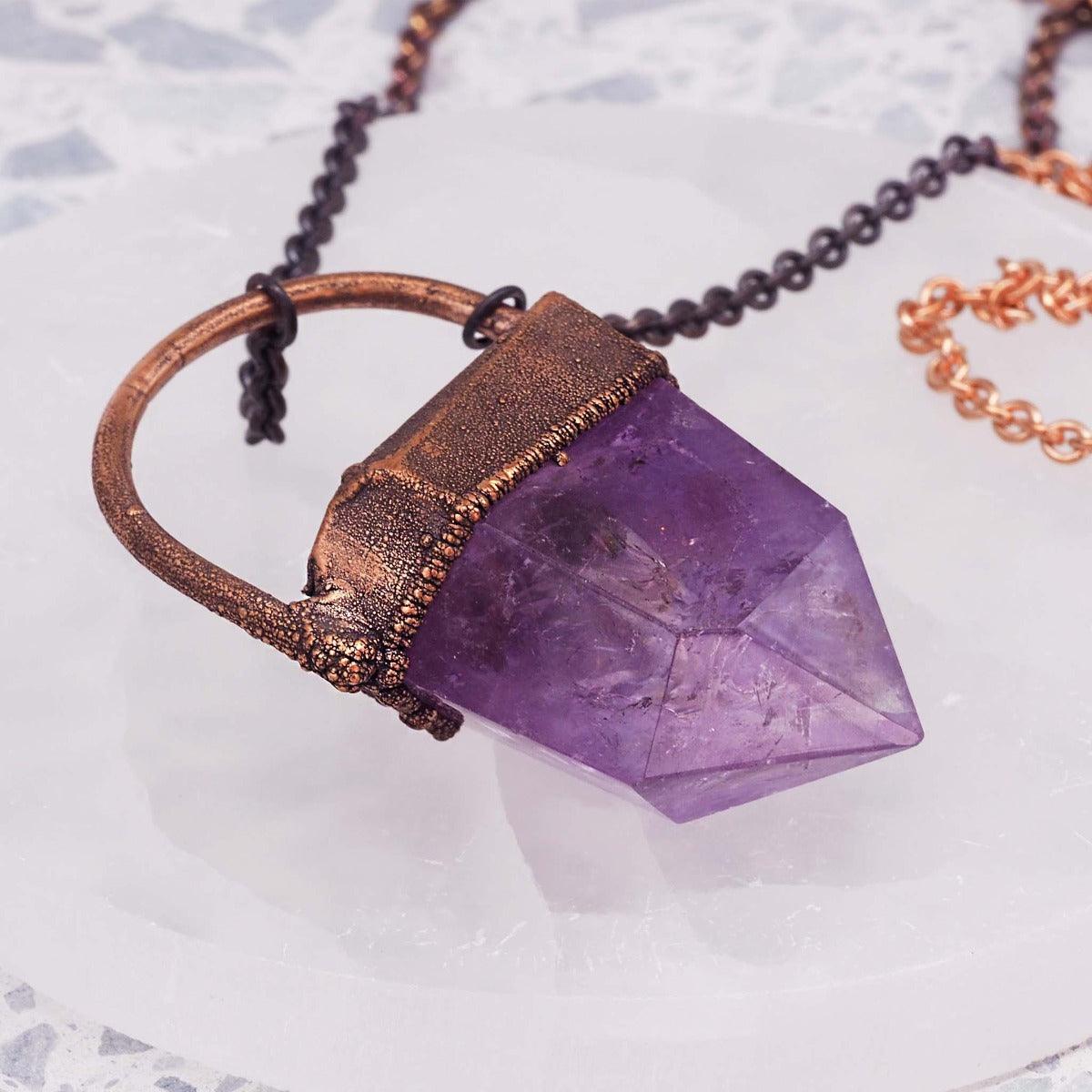 large statement Copper and Amethyst Necklace - womens amethyst jewellery by australian jewellery brands online indie and harper