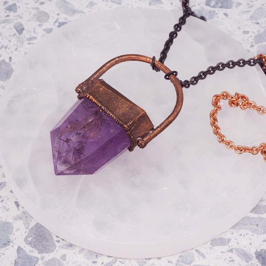 recycled Copper and Amethyst Necklace - womens amethyst jewellery by australian jewellery brands online indie and harper