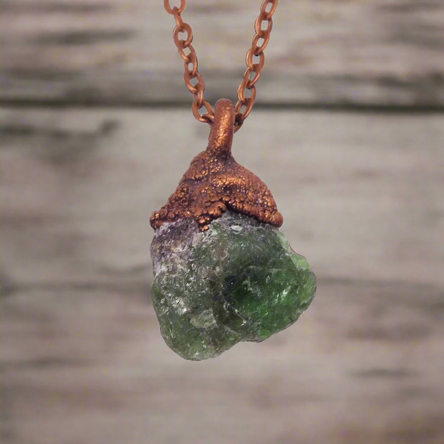 Copper and Raw Emerald Necklace - womens emerald jewellery by australian jewellery brands indie and harper