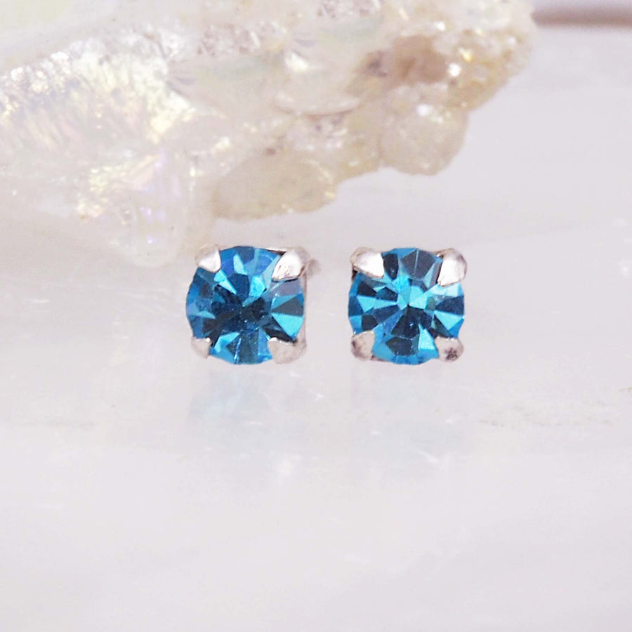 Tanzanite coloured Crystal birthstone earrings - december birthstone jewellery by Australian jewellery brands indie and Harper 