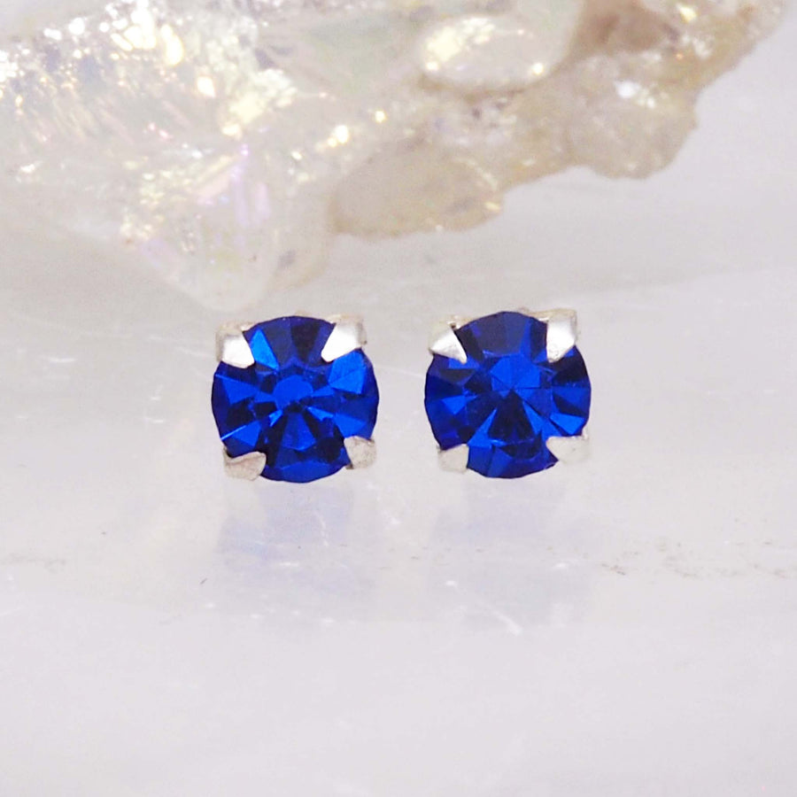 Sapphire coloured Crystal birthstone earrings - september birthstone jewellery by Australian jewellery brands indie and Harper 