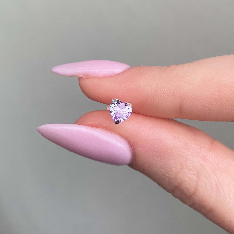 dainty purple heart stud earrings - womens jewellery by Australian jewellery brands indie and harper