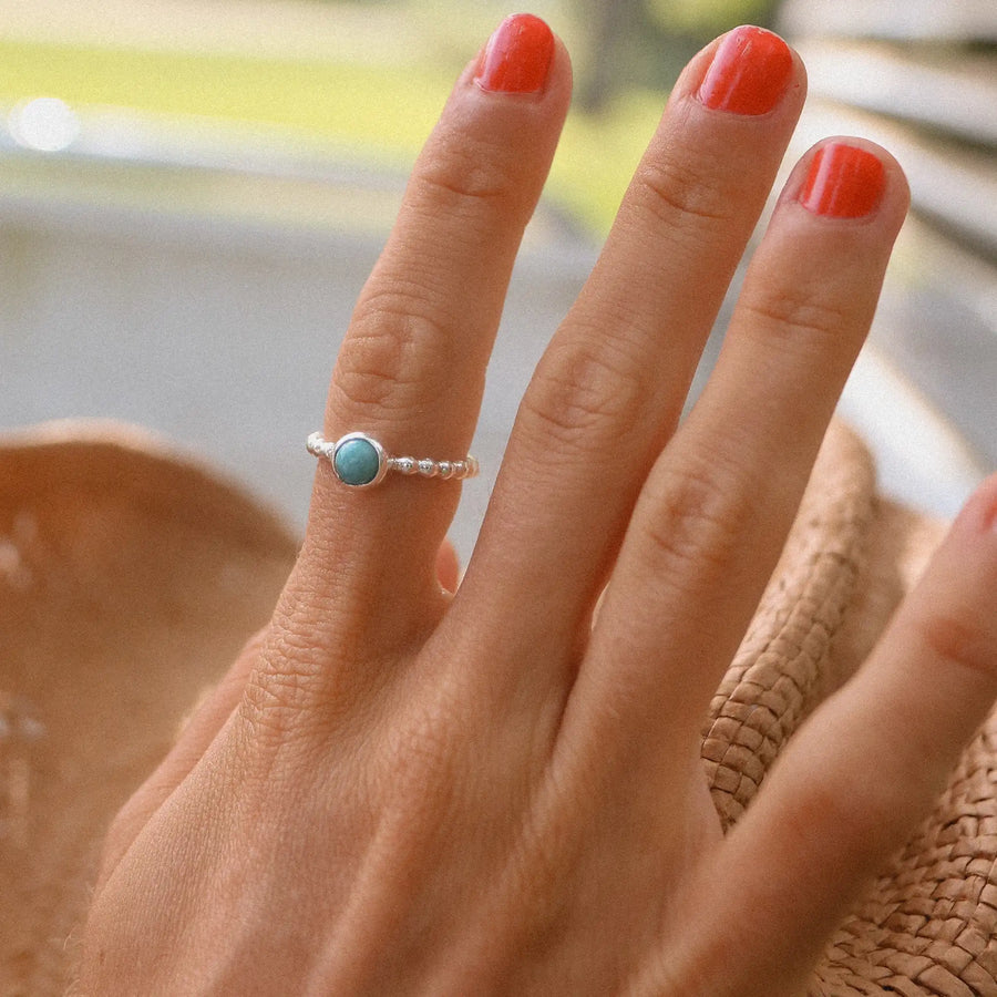 dainty beaded turquoise ring - gemstone jewellery by Australian jewellery brands indie and harper