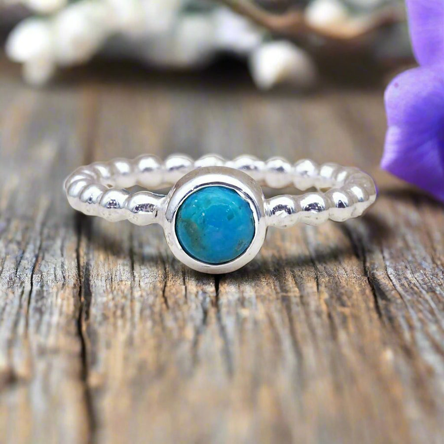 dainty beaded turquoise ring - gemstone jewellery by Australian jewellery brands indie and harper