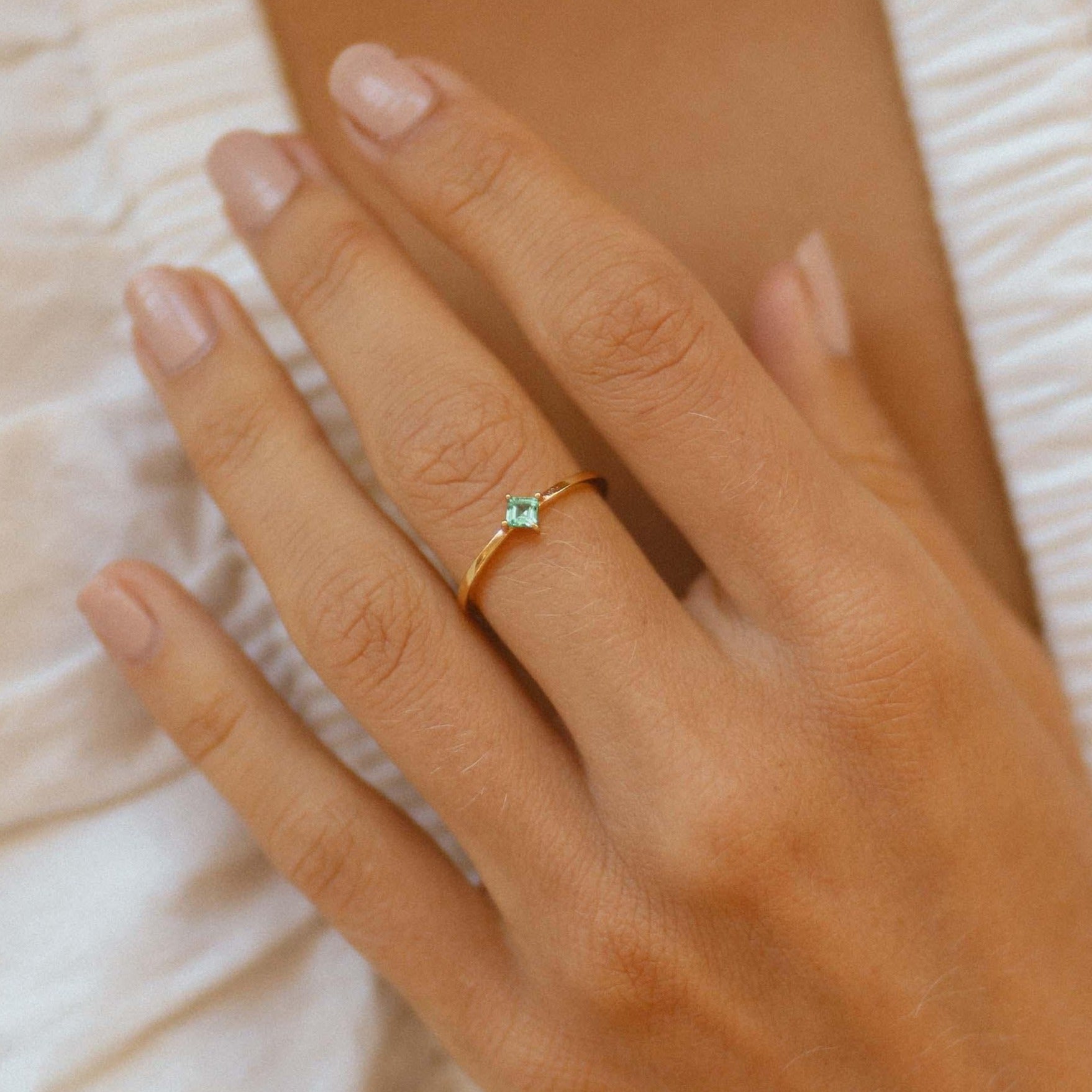 Dainty emerald gold ring - gold promise rings and gold jewellery by Australian jewellery brands online indie and harper 