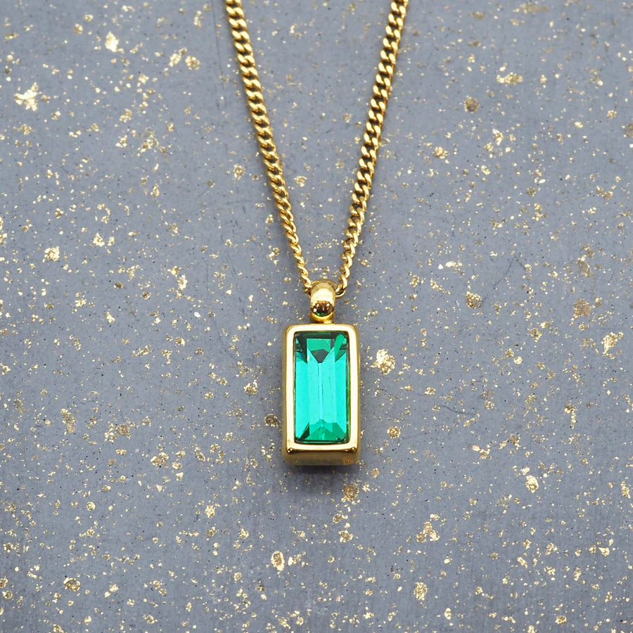 dainty emerald green and gold necklace - women’s gold jewellery by Australian jewellery brands indie and harper