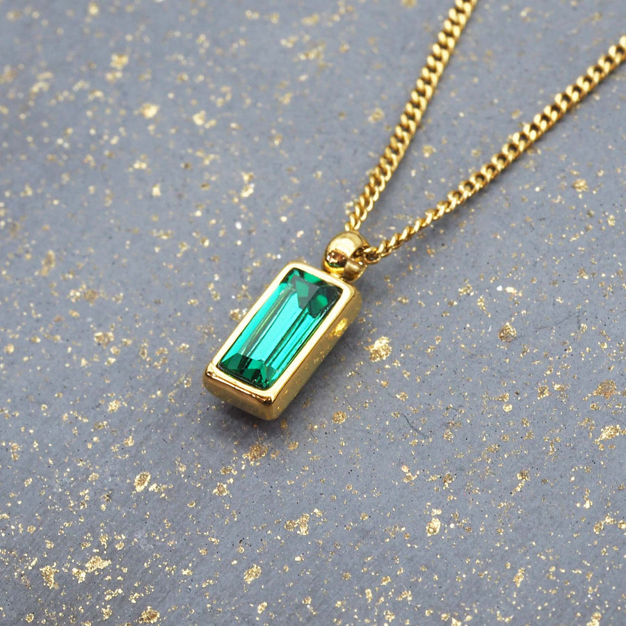 dainty emerald green and gold necklace - women’s gold jewellery by Australian jewellery brands indie and harper