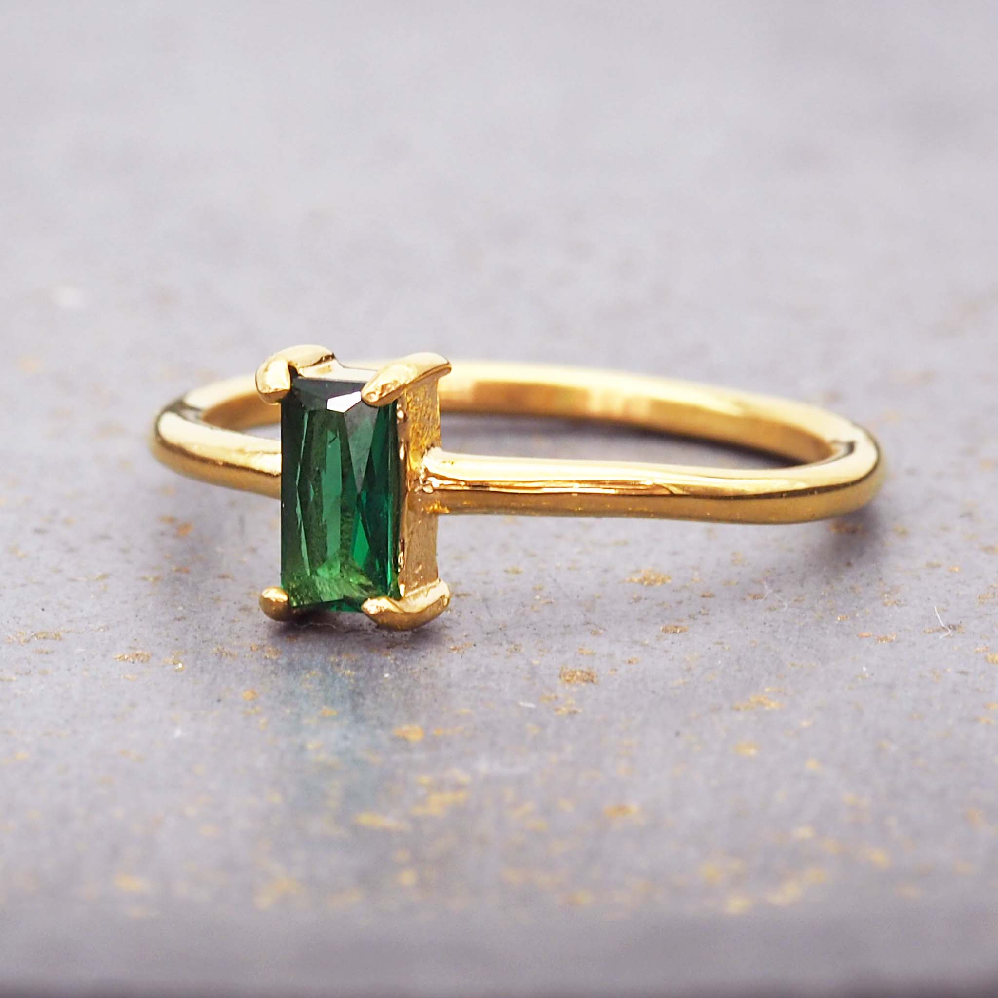 dainty emerald green and gold ring - waterproof jewellery by australian jewellery brands indie and harper