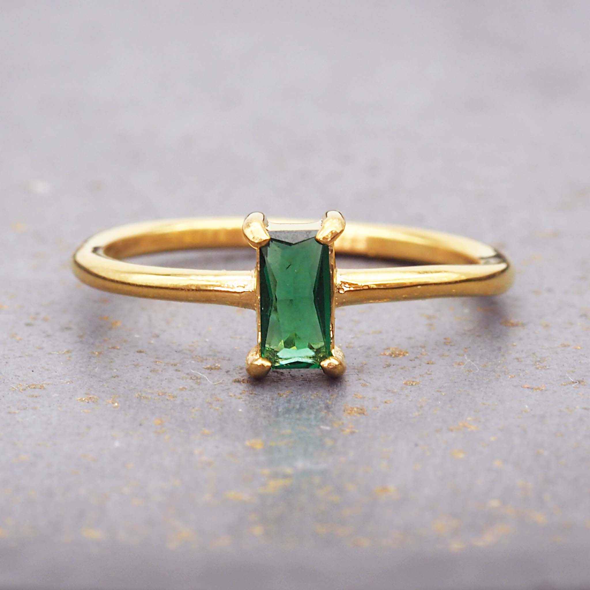 dainty emerald green and gold ring - waterproof jewellery by australian jewellery brands indie and harper