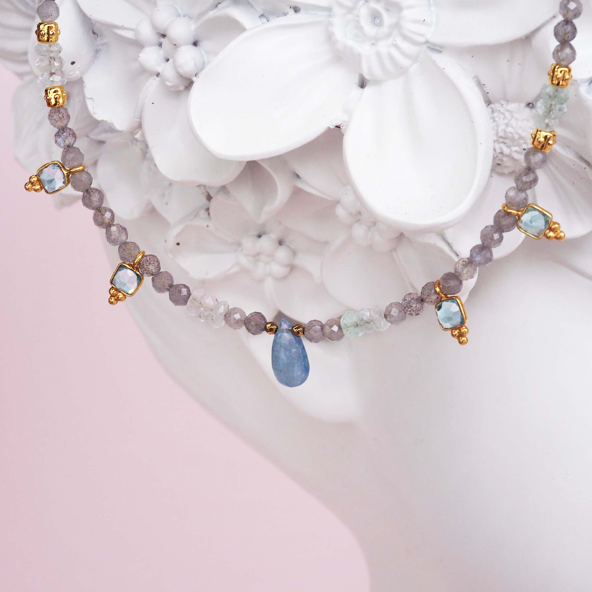 Beaded Aquamarine necklace - beaded jewellery by Australian jewellery brand indie and Harper