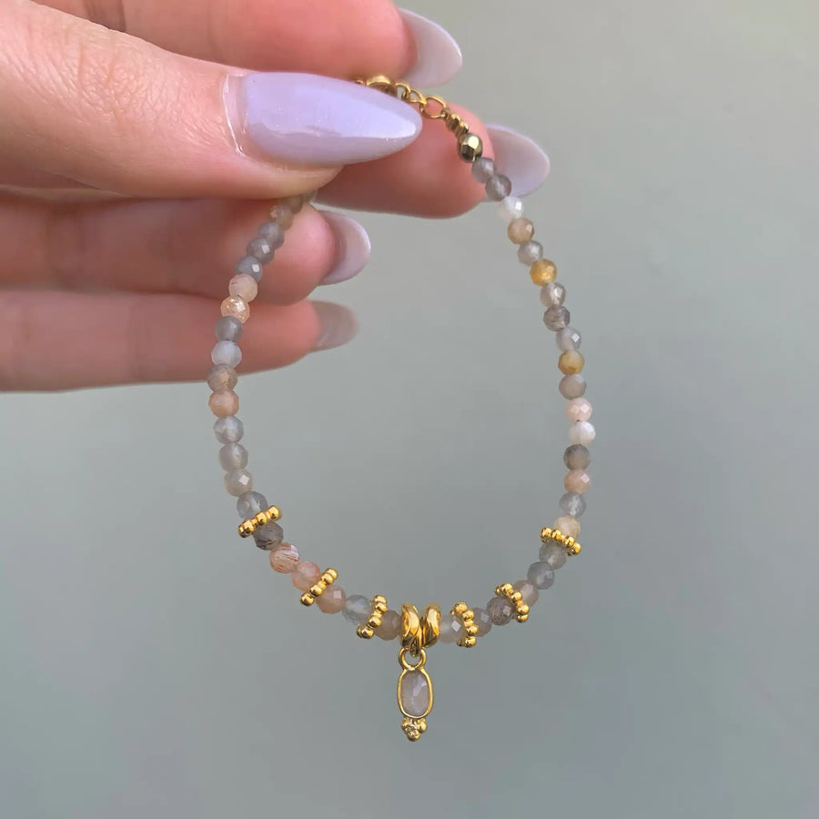 dainty goddess orange moonstone bracelet - beaded bracelets by autralian jewellery brands indie and harper